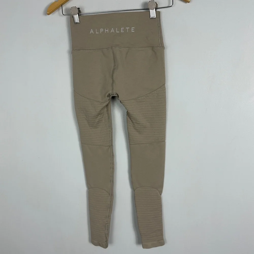 Alphalete Revival Moto Style Leggings Beige Compression Womens Sz Small Athletic - Picture 3 of 14